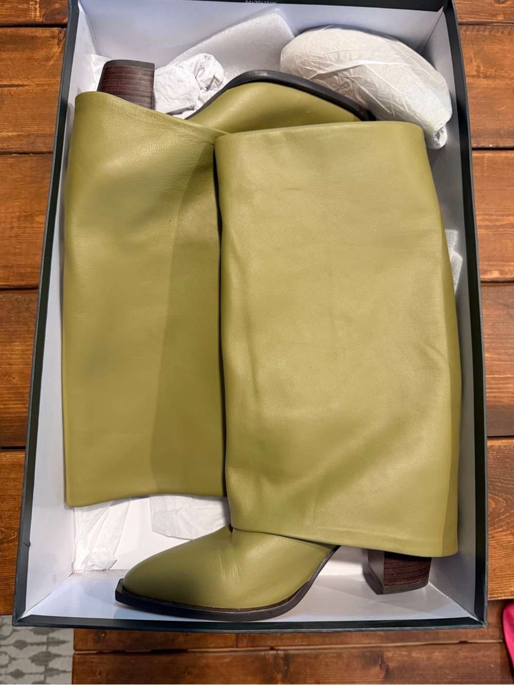 Anthropologie Olive Leather Over-the-Knee Boots